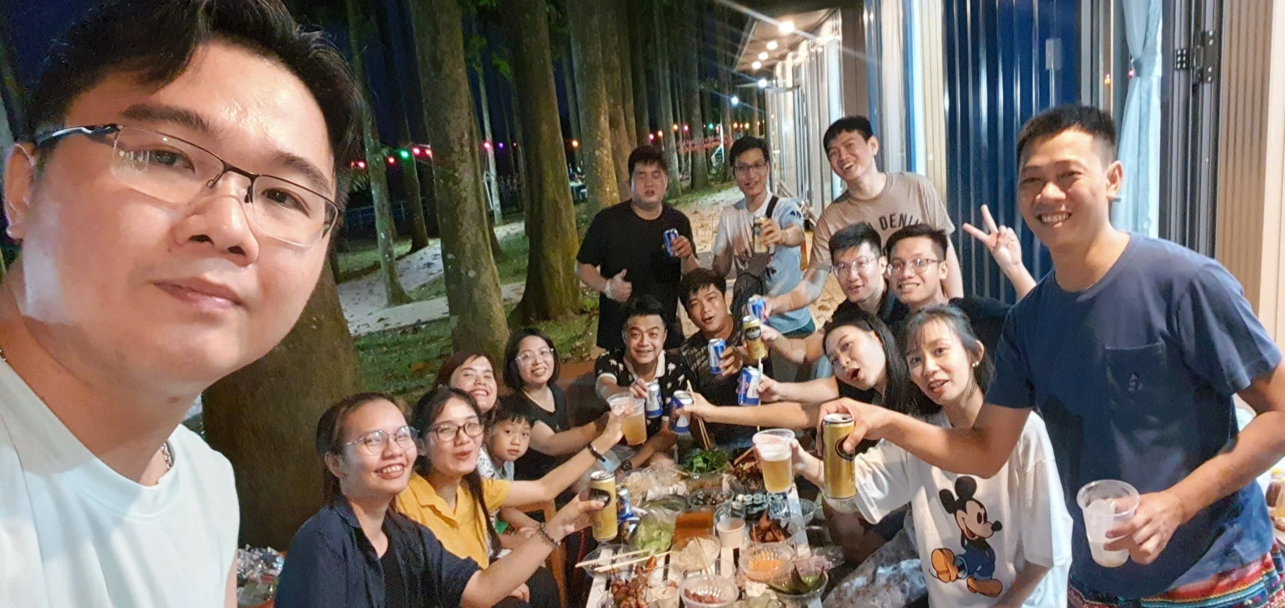 FIX team members sharing a meal and celebrating together